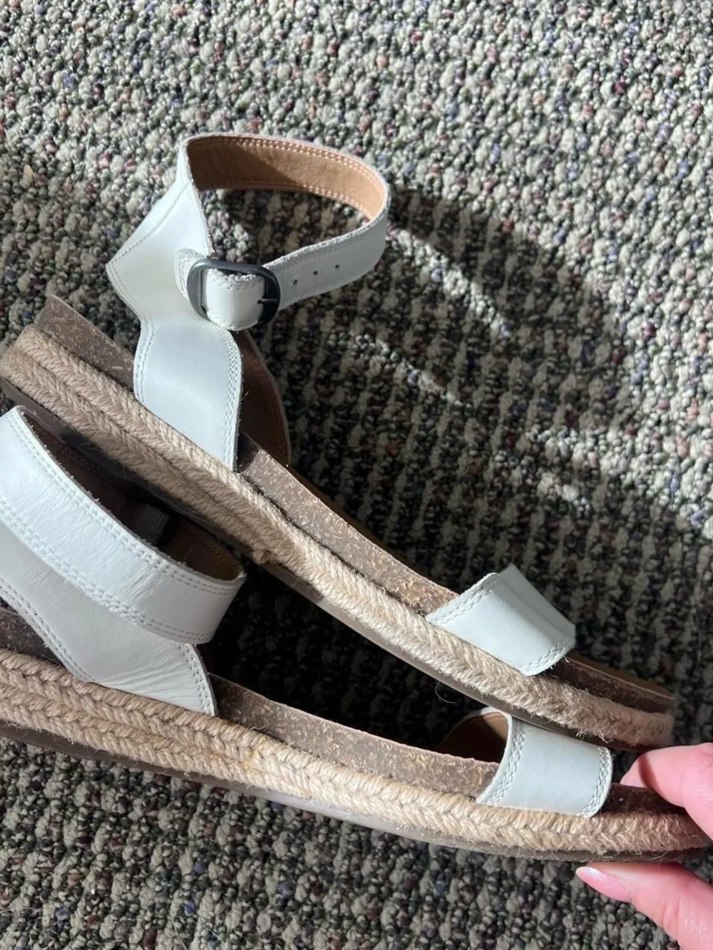 Lucky Brand White Ankle-Strap Espadrille Flat Sandals
